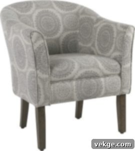 Grey Barrel shaped accent chair