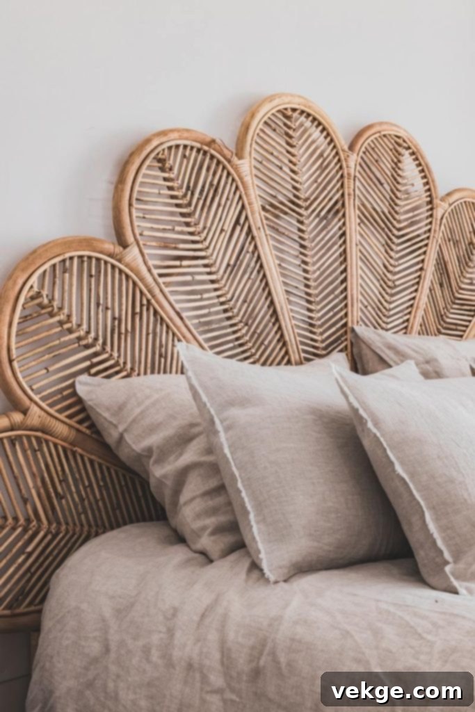 Chaise Headboard in Coconut Palm Leaf