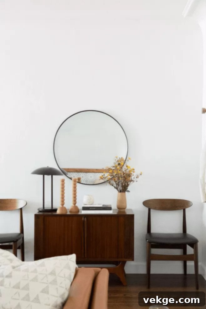 Symmetrical Mid-Century Modern Entryway with Foyer Table