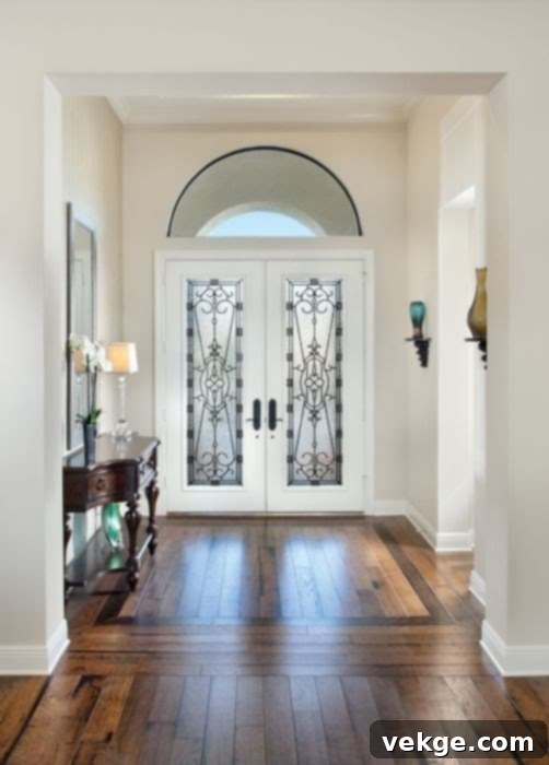 Mid-Century Modern Entryway with Patterned Floors