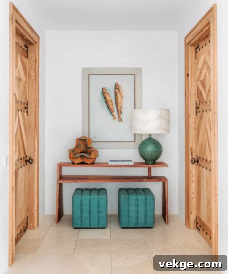 Bold Mid-Century Modern Entryway with Unique Decor