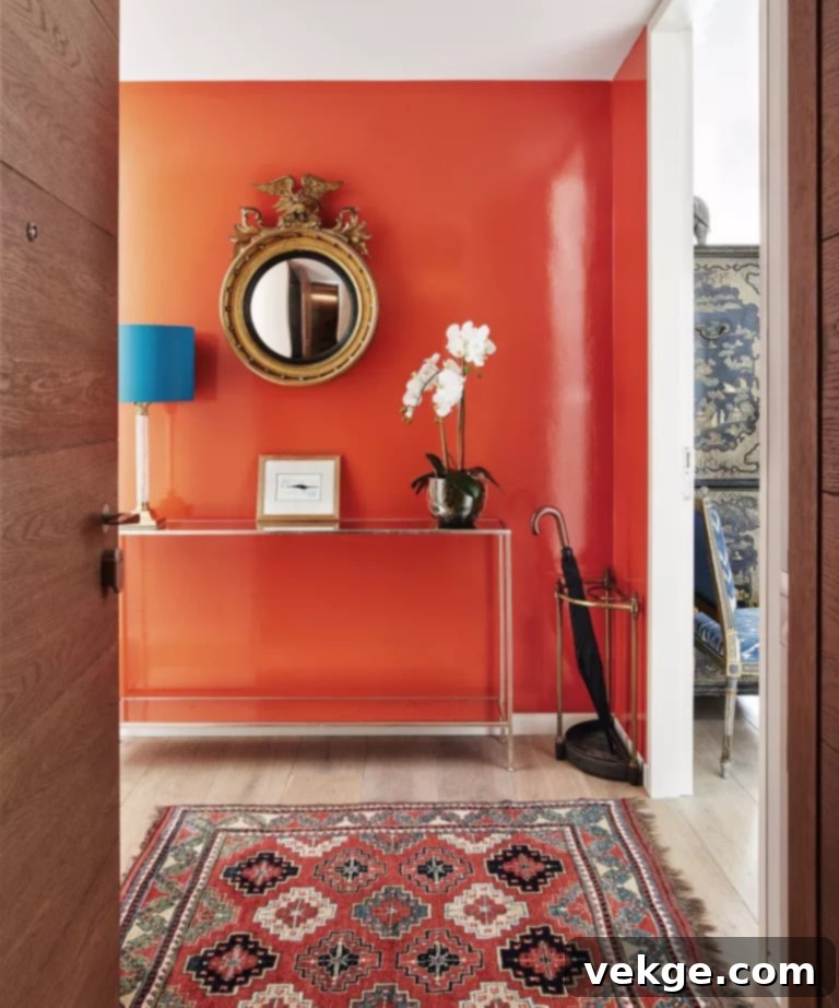 Vibrant Colors in a Mid-Century Modern Entryway