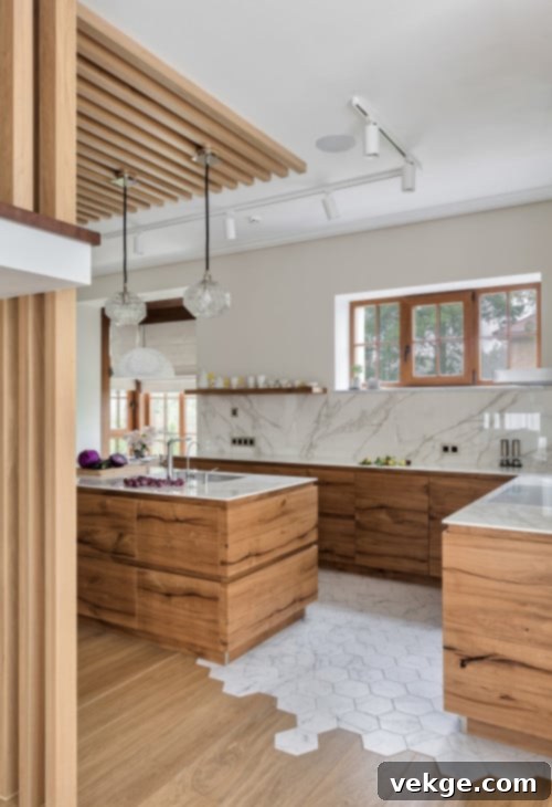 Pair it With Wood Flat Panels & Hexagon Floor Tiles