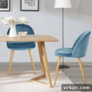 Velvet Upholstery Mid-Century Modern Dining Chair