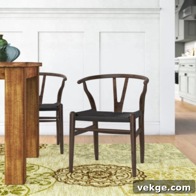 Traskwood Solid Wood Side Chair - C-Shaped Back with Hemp Seating