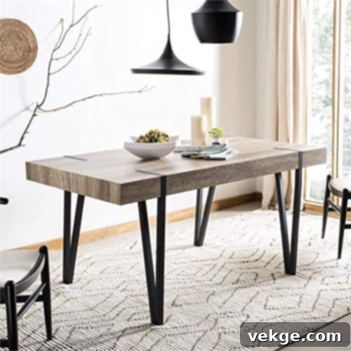 Rustic Industrial Brown and Black Dining Table