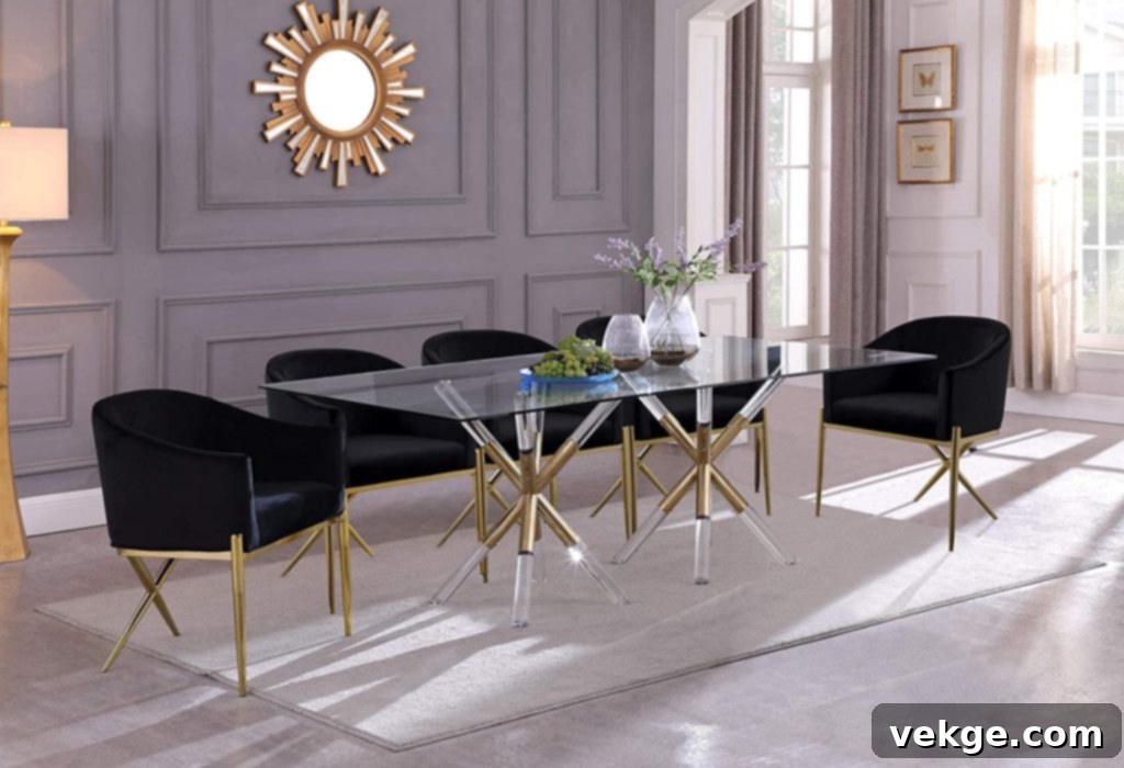 Contemporary Tempered Glass Dining Table