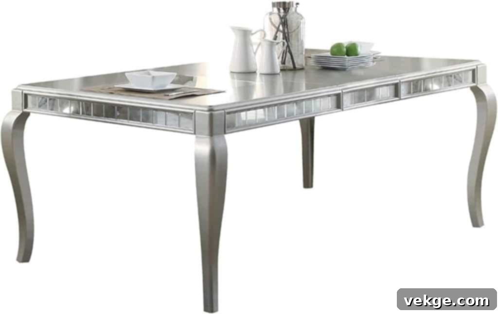 Silver Wooden Dining Table with Cabriole Legs