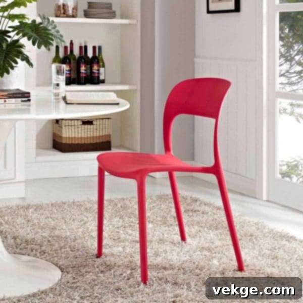 Modway Hop Dining Chairs in vibrant red