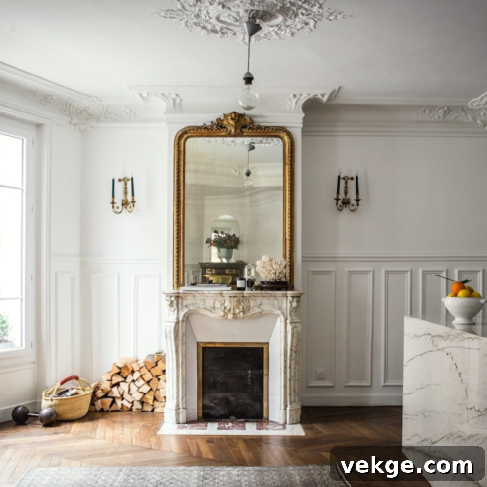 A Large French-Style Mirror on The Mantel