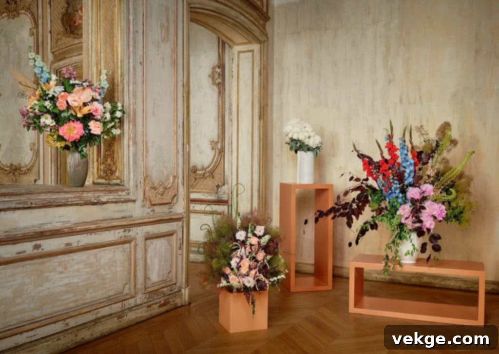 Elegant floral accents on a French country fireplace mantel