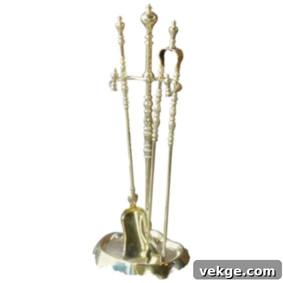 Elegant fireplace tool set for a French country mantel