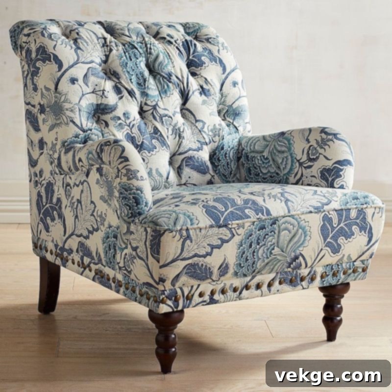 Tufted Floral Accent Chair Decor