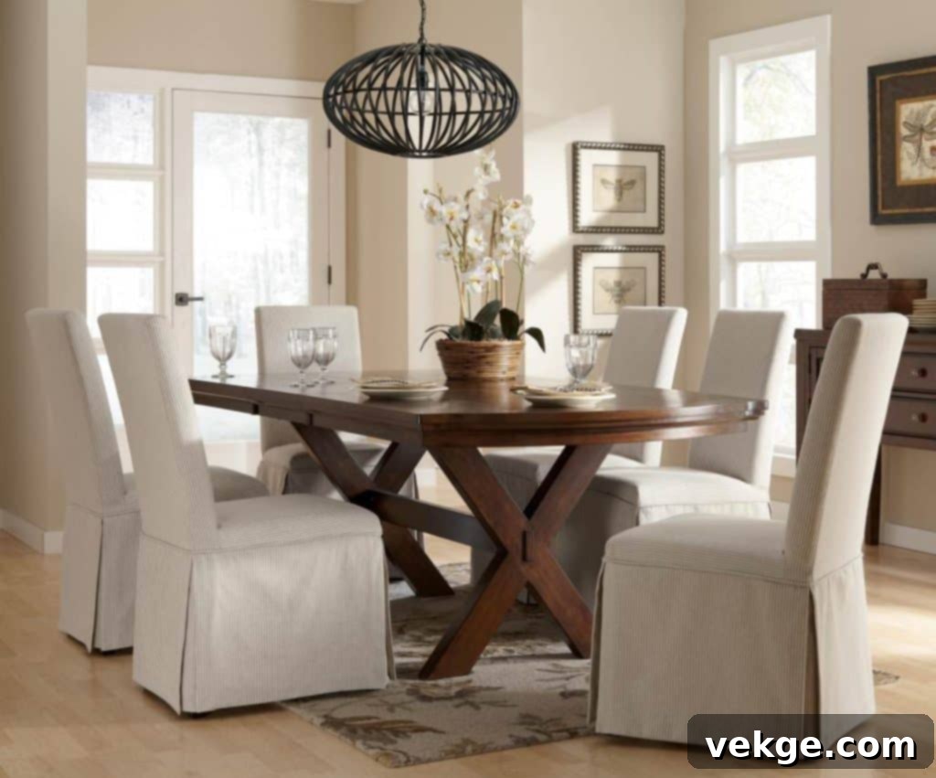 Slipcover Chairs in Dining Room