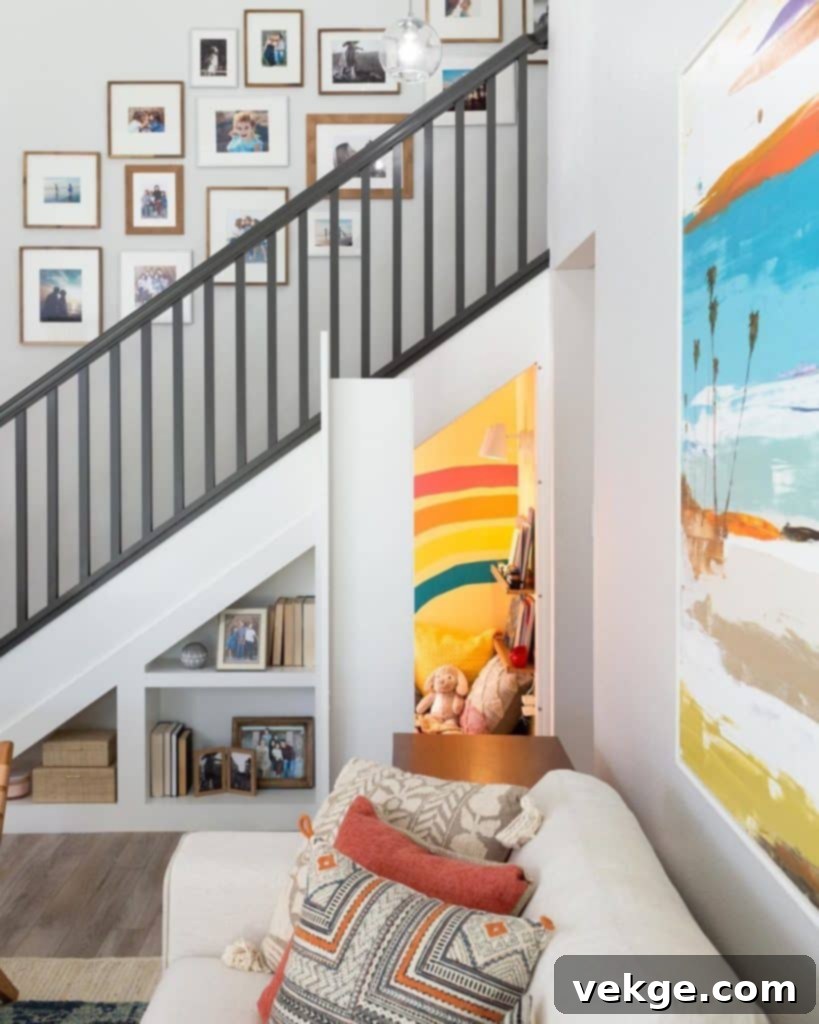 Hidden secret room or kids' fort under the stairs