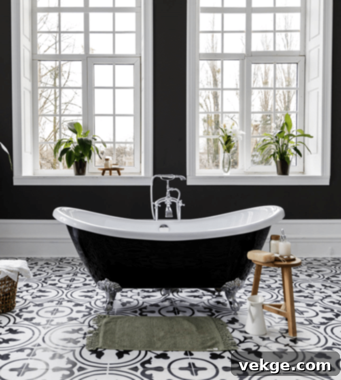 black and white hexagon floor tile 