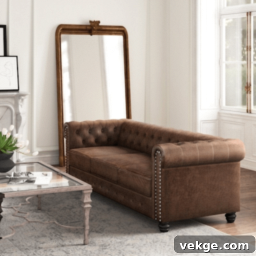 Brown Faux Leather French Country Cottage Sofas