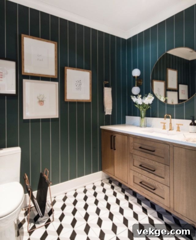 Striped Green Bathroom Wall