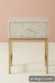 Glam Scroll Vine Inlay Nightstand