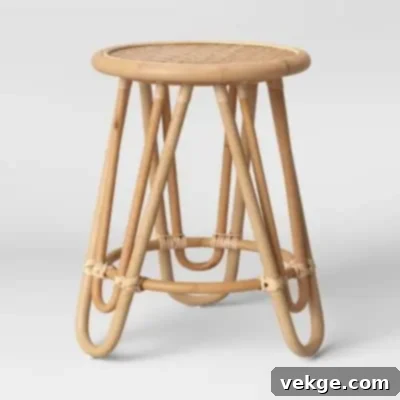 Round Rattan End Table with Hairpin Legs