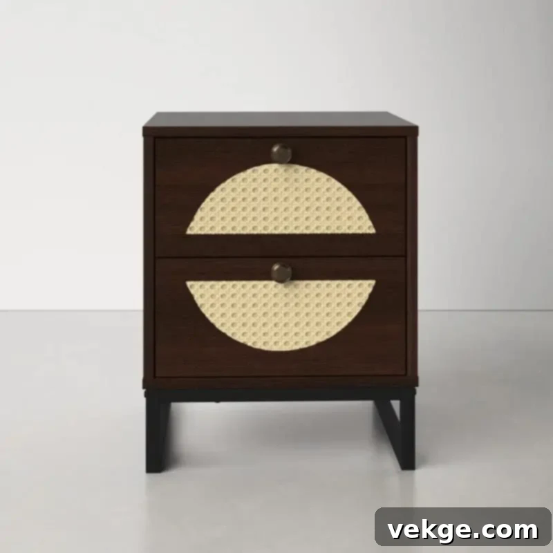 Penelope Night Stand with Rattan Design