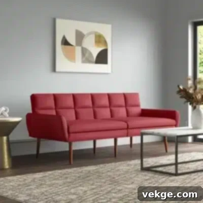 Anatoli Flared Arm Sleeper - Red Convertible Sofa Bed