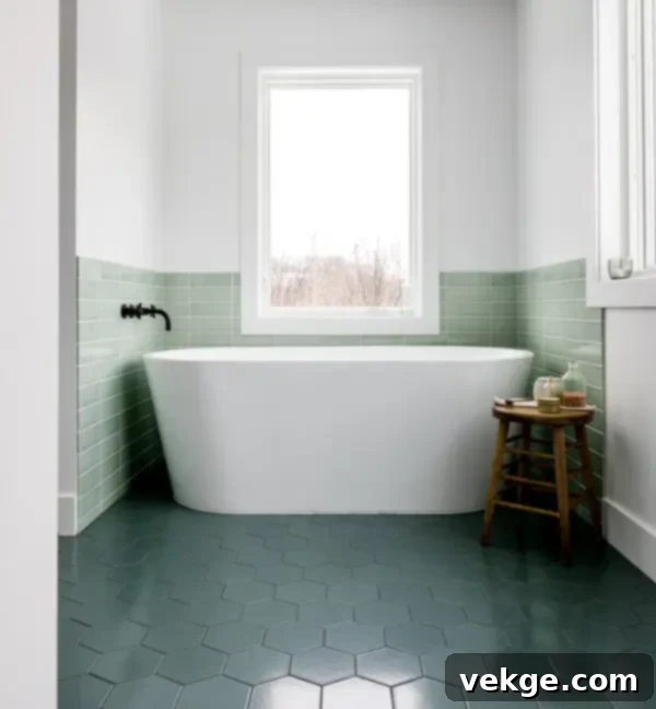 colorful floor mid century modern bathroom