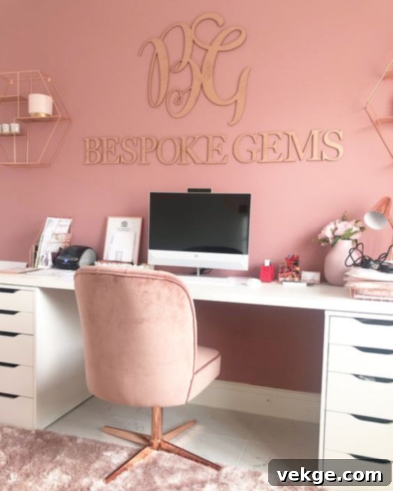 Feminine Pink Home Office