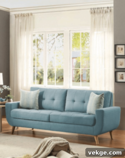 Mid-Century Modern Style Tufted Sofa