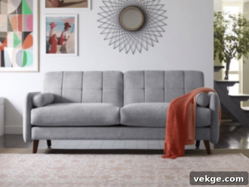 Mid-Century Modern Style Gray Sofa