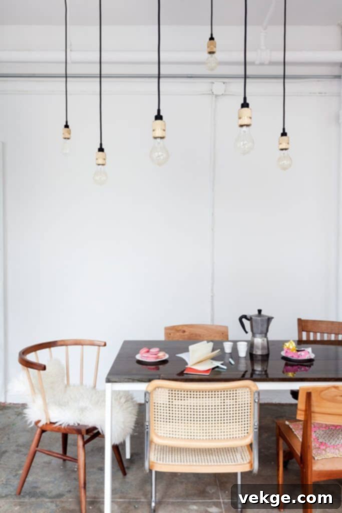 Dining Table with Mismatched Chairs for Boho Style
