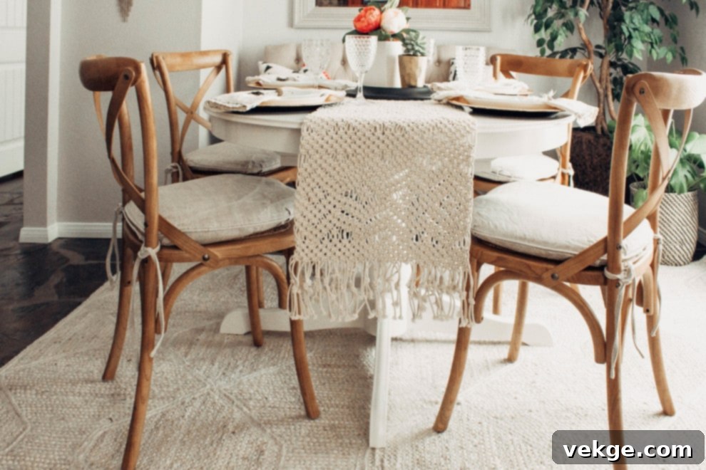 Beige Dining Table for Neutral Boho Decor