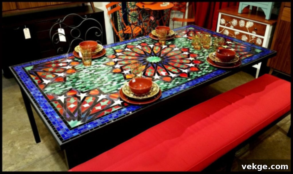 Mosaic Tile Dining Table for Creative Boho Style