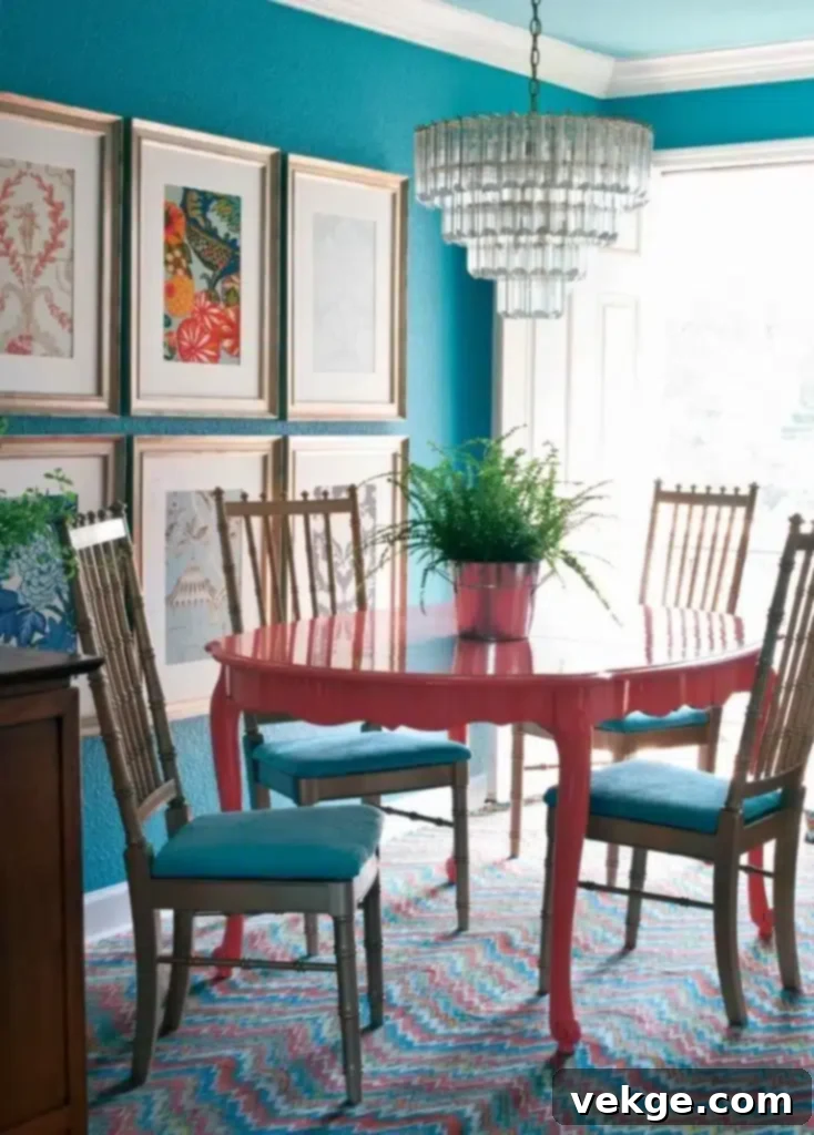 Colored Dining Table for Boho Pop of Color