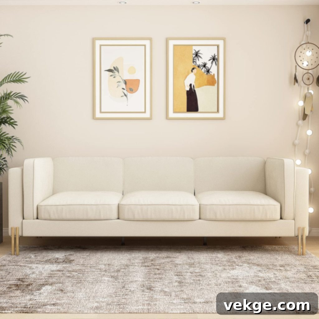 Beige Minimalist Sleeper Sofa
