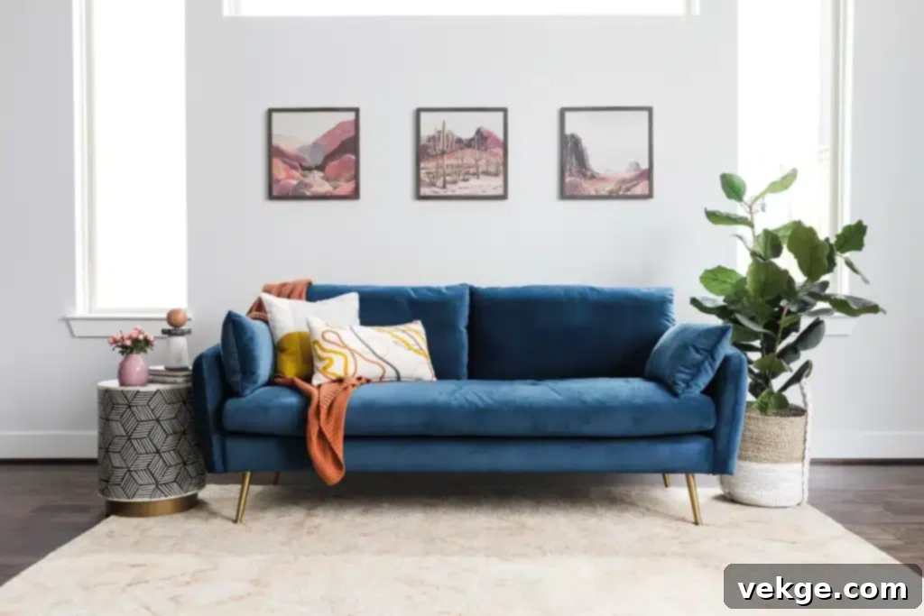Blue Velvet Sofa