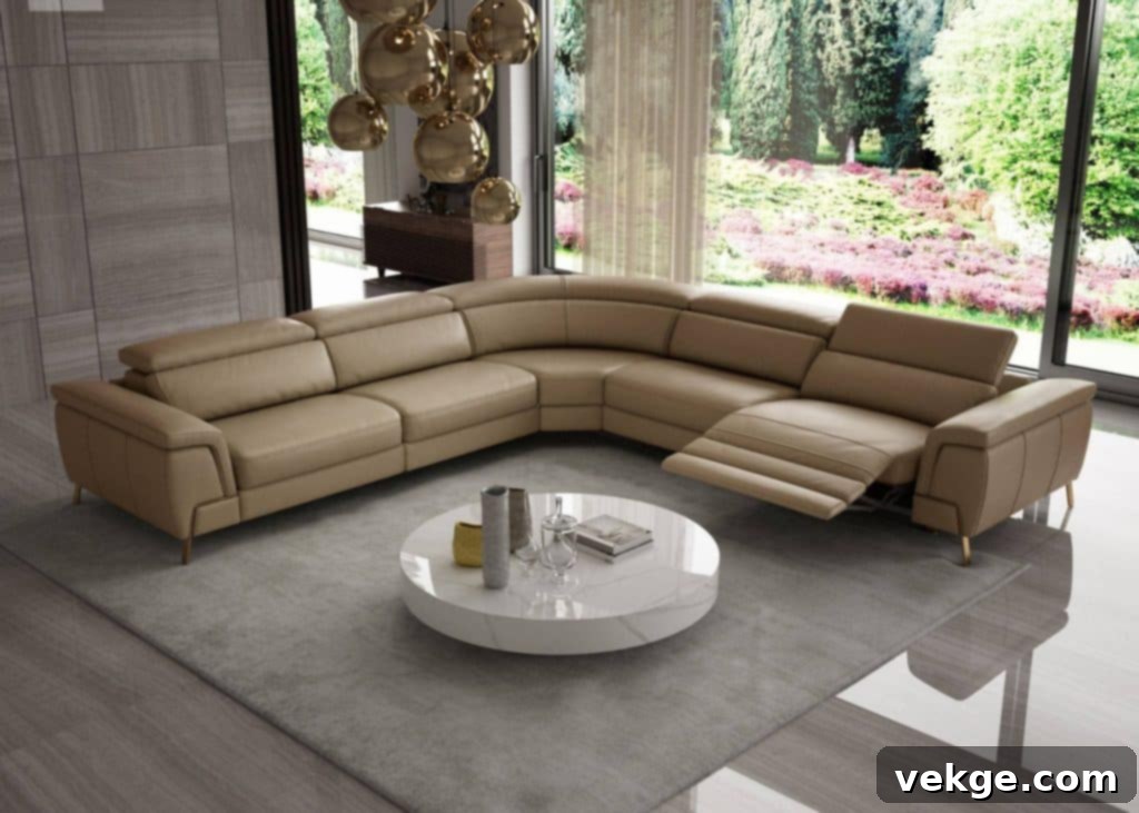 Beige Faux Leather Sectional Sofa