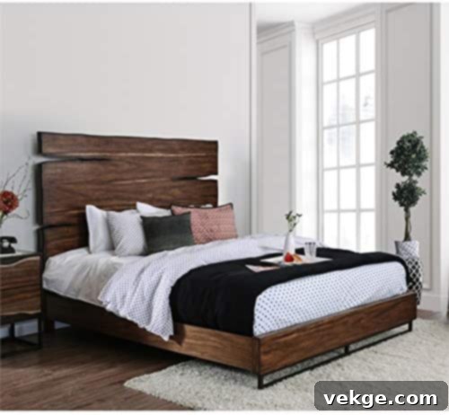 Trippen Wood Dark Walnut and Oak Bed