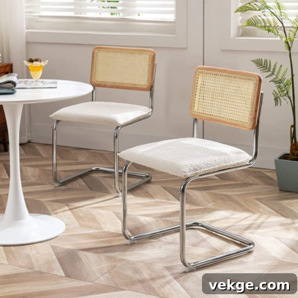 Armless Mesh Back Cane Upholsters Chair