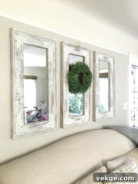 Wall of Mirrors farmhouse decor ideas