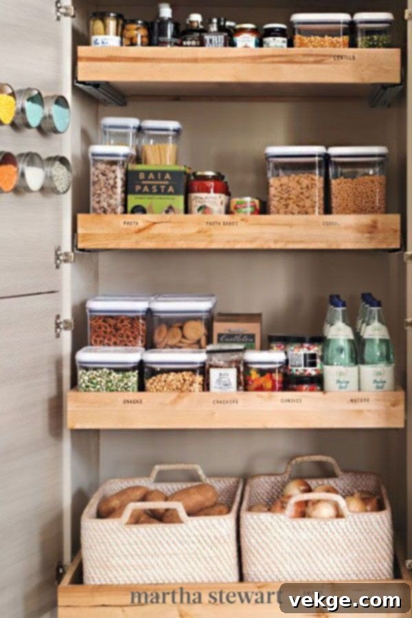 Add Baskets or Bins to the Inside of your Cabinets