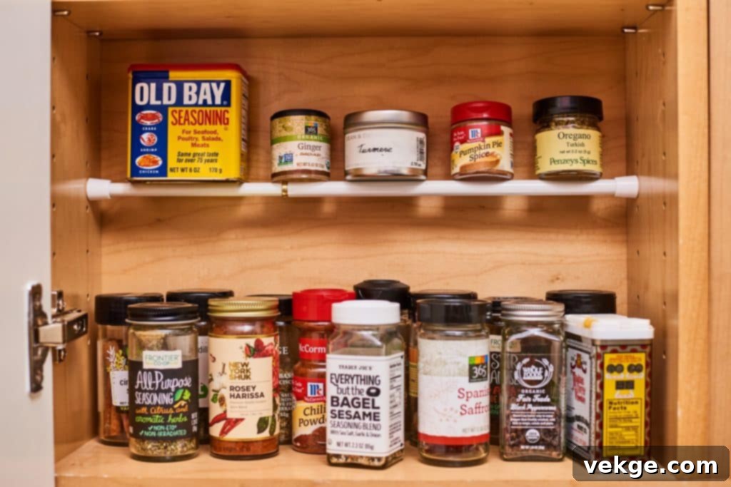 Use a Tension Rod to Create an Extra Shelf for Canned Goods