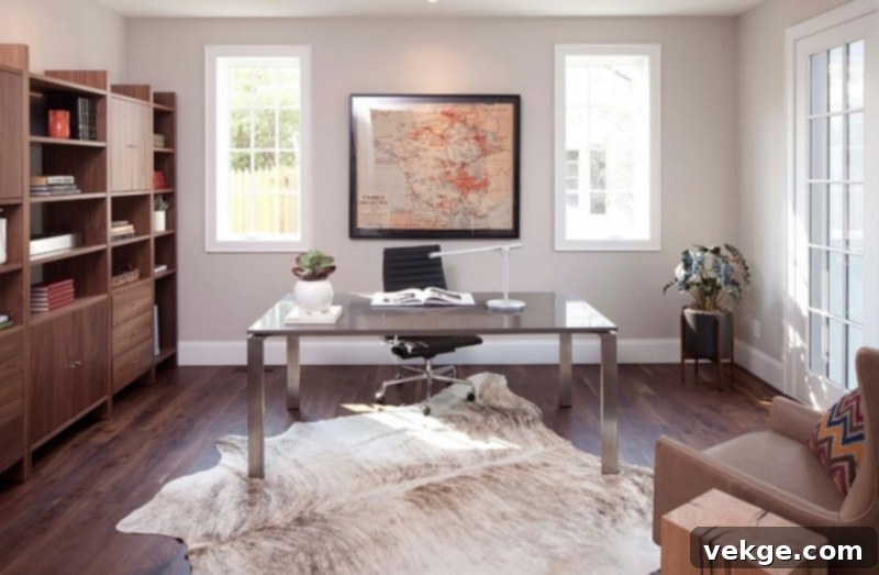 Home office with abundant natural light from a large window