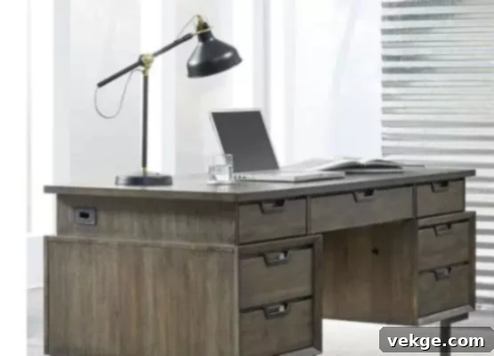 Stylish directional desk lamp on a modern office desk