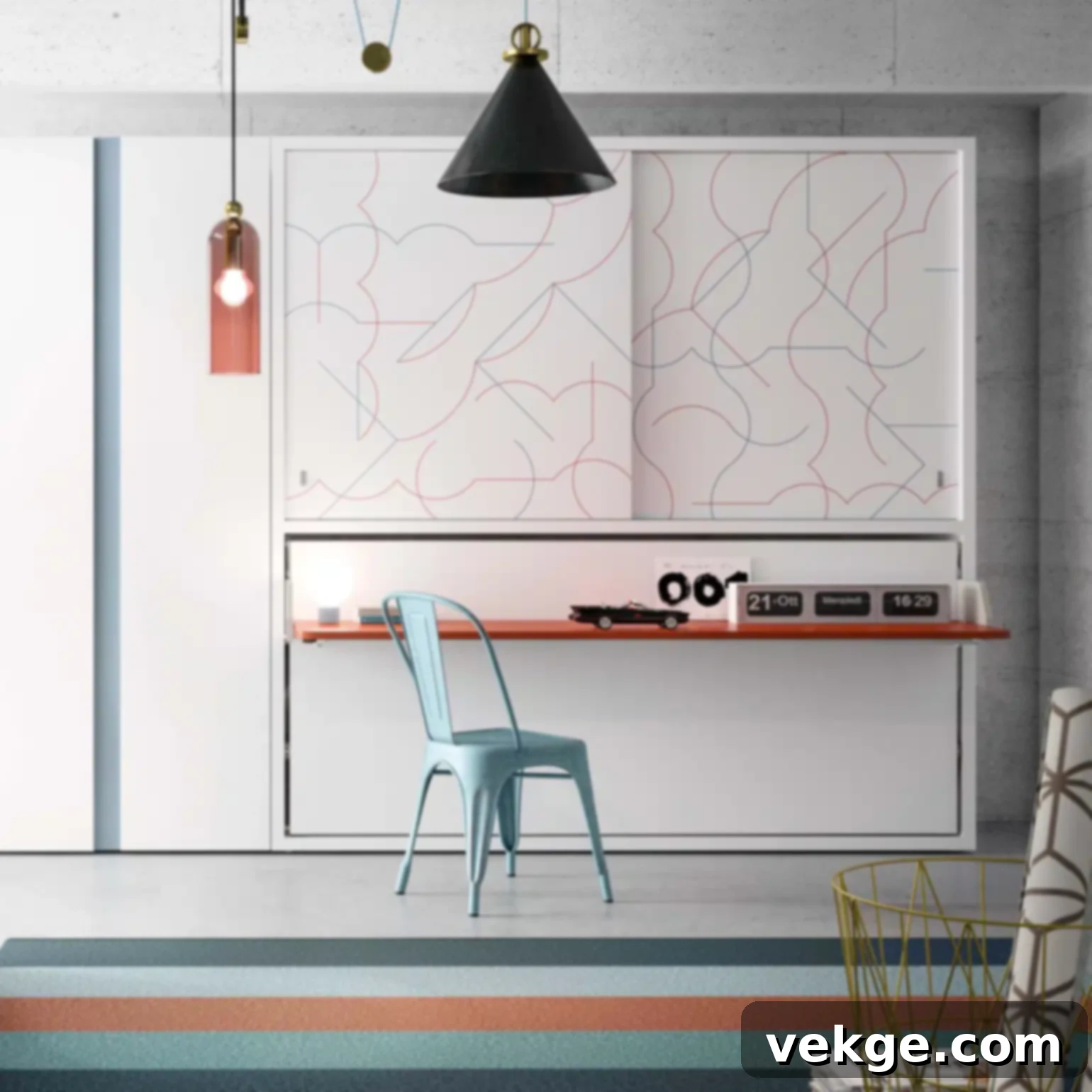 Kali Ponte Board Single Wall Bed with Built-In Storage and Desk