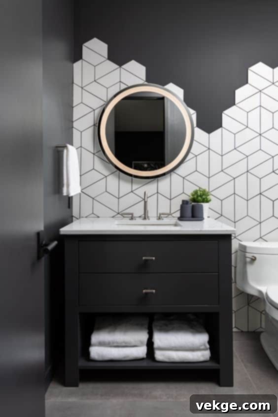 Geometric floor and wall tiles for contemporary style