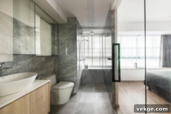 Open-concept bathroom with integrated cozy nooks