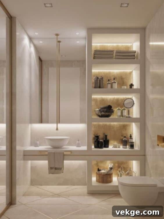 Bathroom lighting with modern fixtures and ambient glow