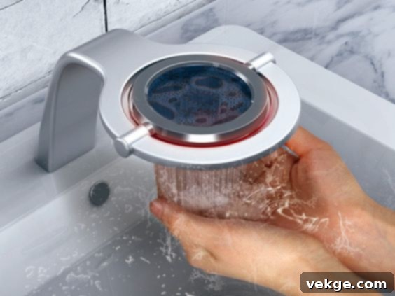 Bathroom with water-efficient fixtures and faucets