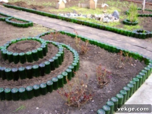 Creative Recycled Bottle Garden Edging
